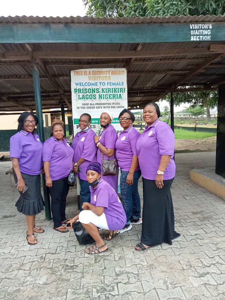 60 Minutes with God members outside the female prison in Kirikiri, Lagos