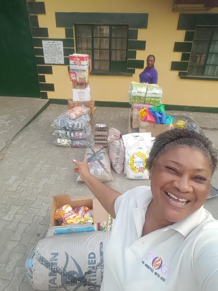 A ministry volunteer with supplies prepared for prison outreach